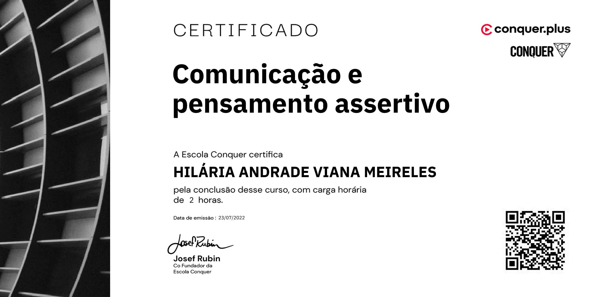 Certificado de Comunicação e pensamento assertivo